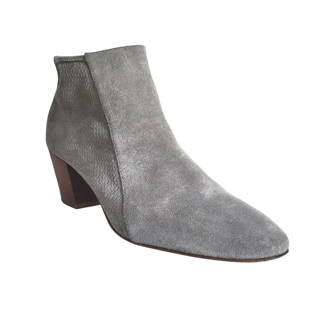 Aquatalia Farrow Ash Gray Suede Perforated Ankle Boots Italy Womens 11